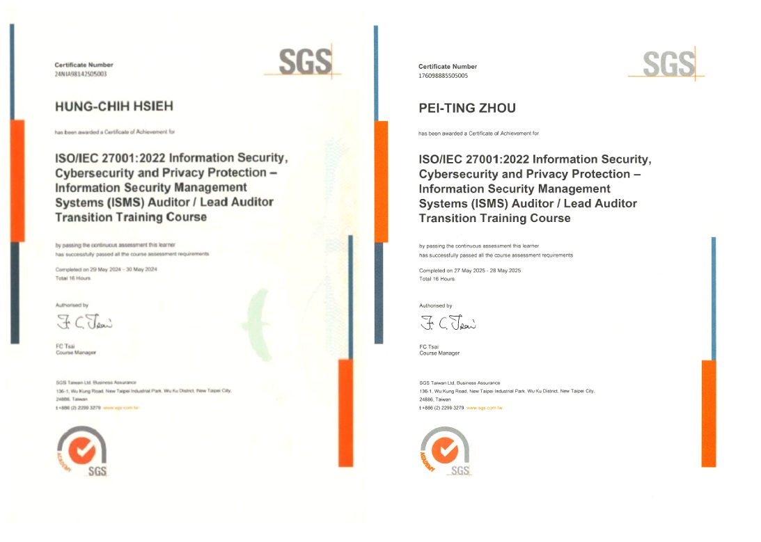 ISO27001輔導稽核員證照